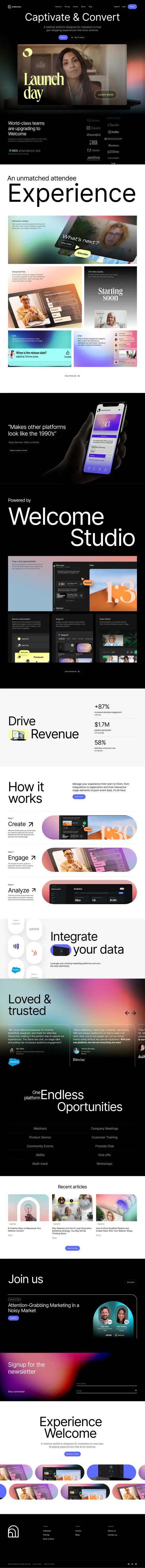 Experience Welcome landing page recreation preview