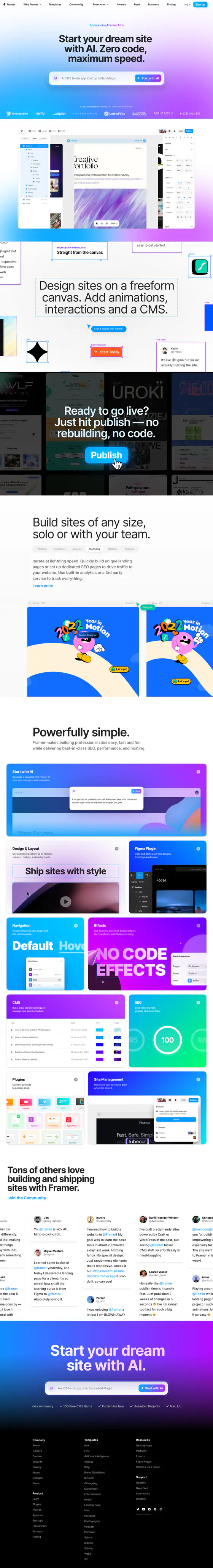 Framer landing page recreation preview