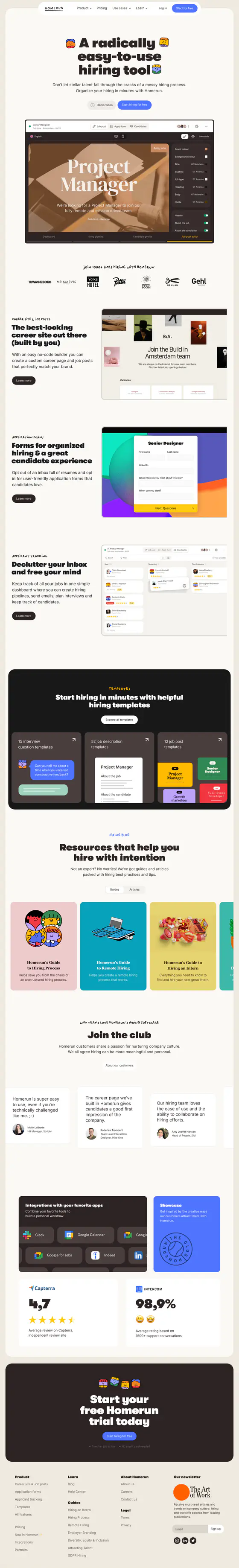 Homerun landing page recreation preview