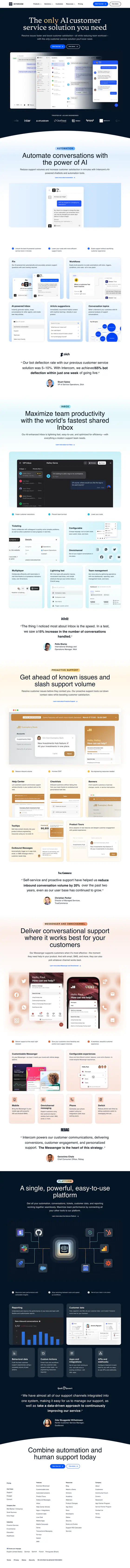 Intercom landing page recreation preview