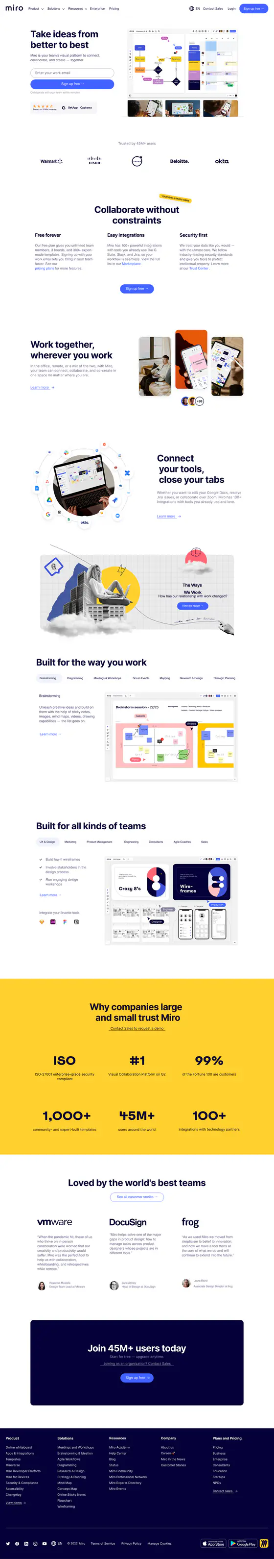 Miro landing page recreation preview