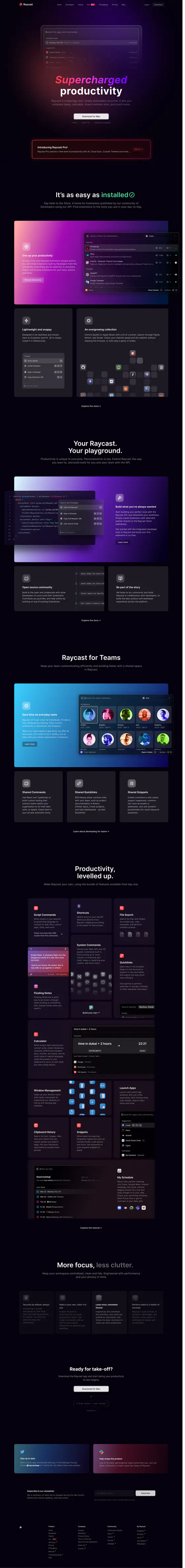 Raycast landing page recreation preview