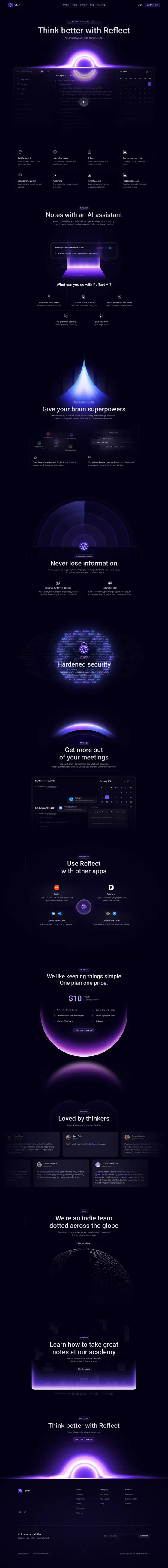 Reflect landing page recreation preview