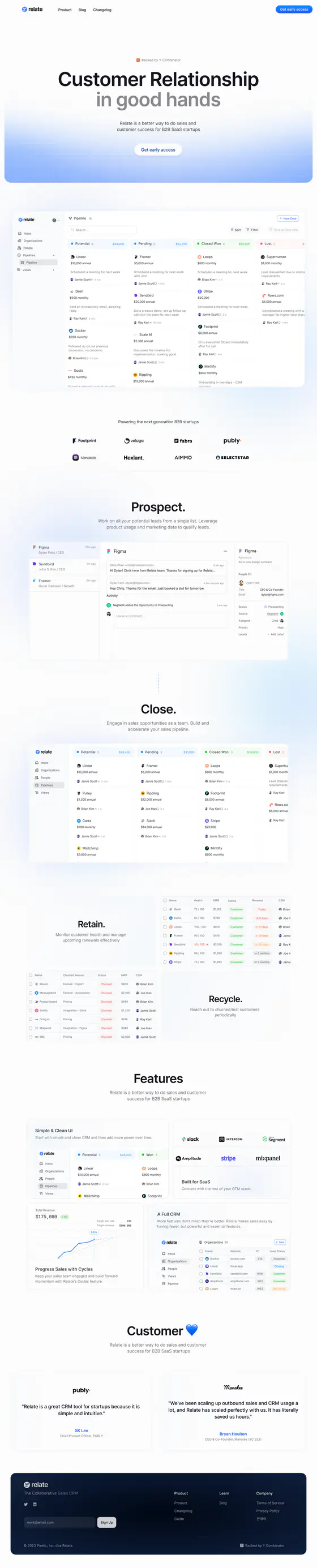 Relate landing page recreation preview