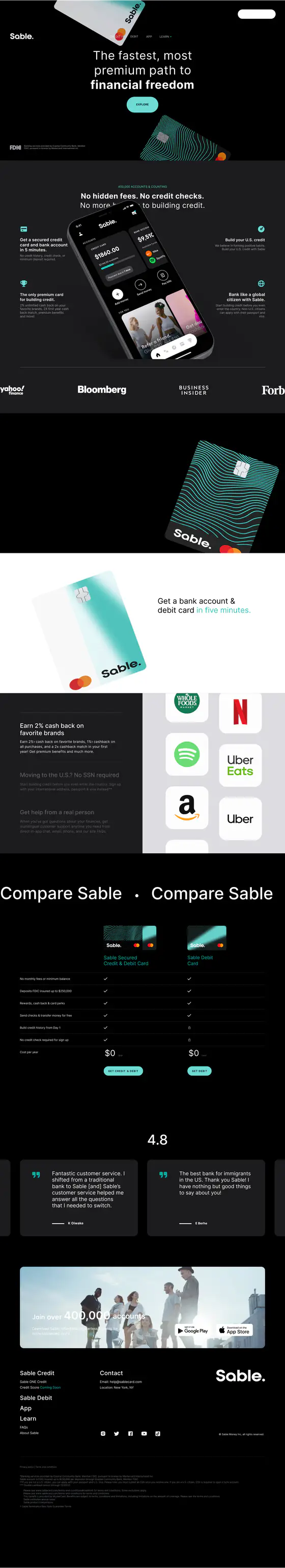 Sable landing page recreation preview