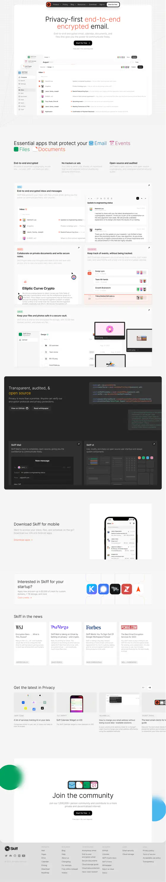 Skiff landing page recreation preview