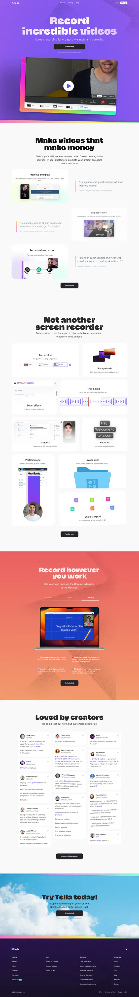 Tella landing page recreation preview