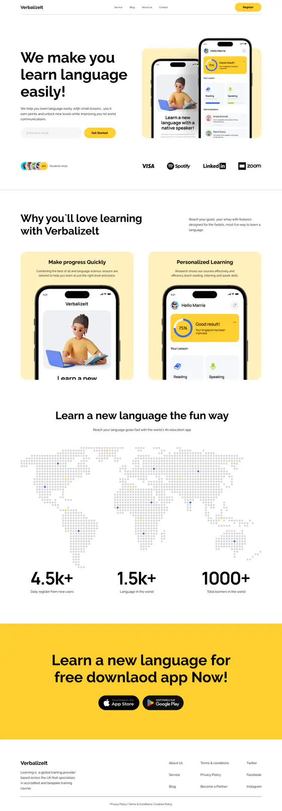 VerbalizeIt landing page recreation preview