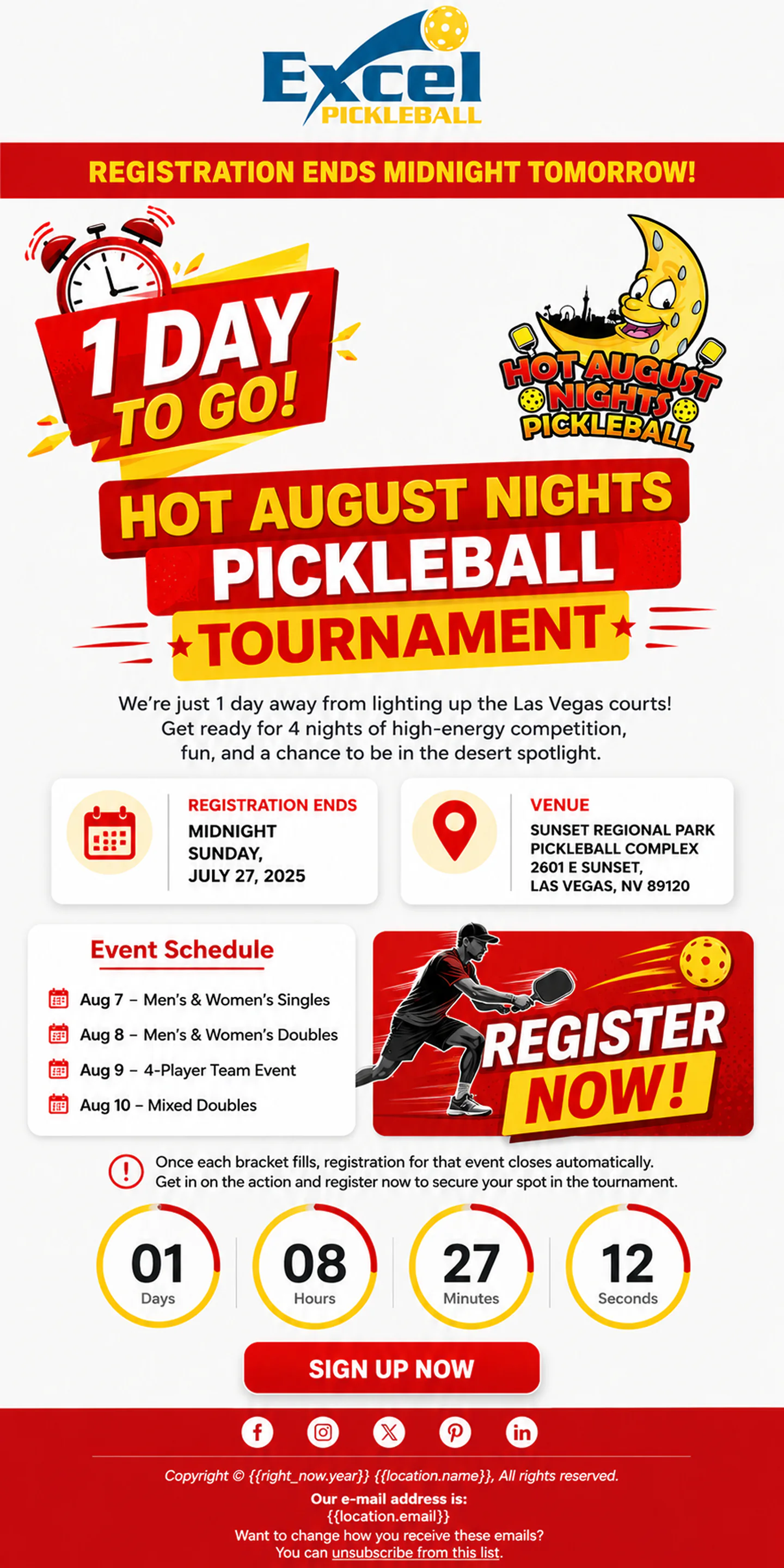 Hot August Nights · Final-Day Alert email graphic