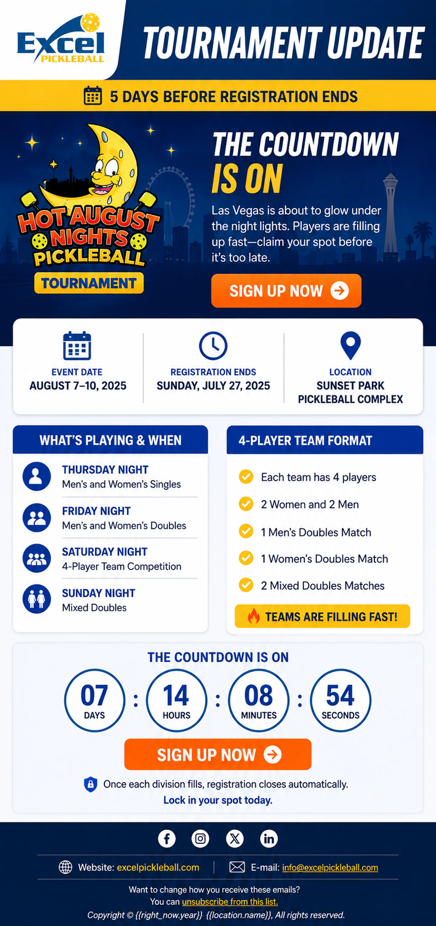 Hot August Nights · 5-Day Update email graphic