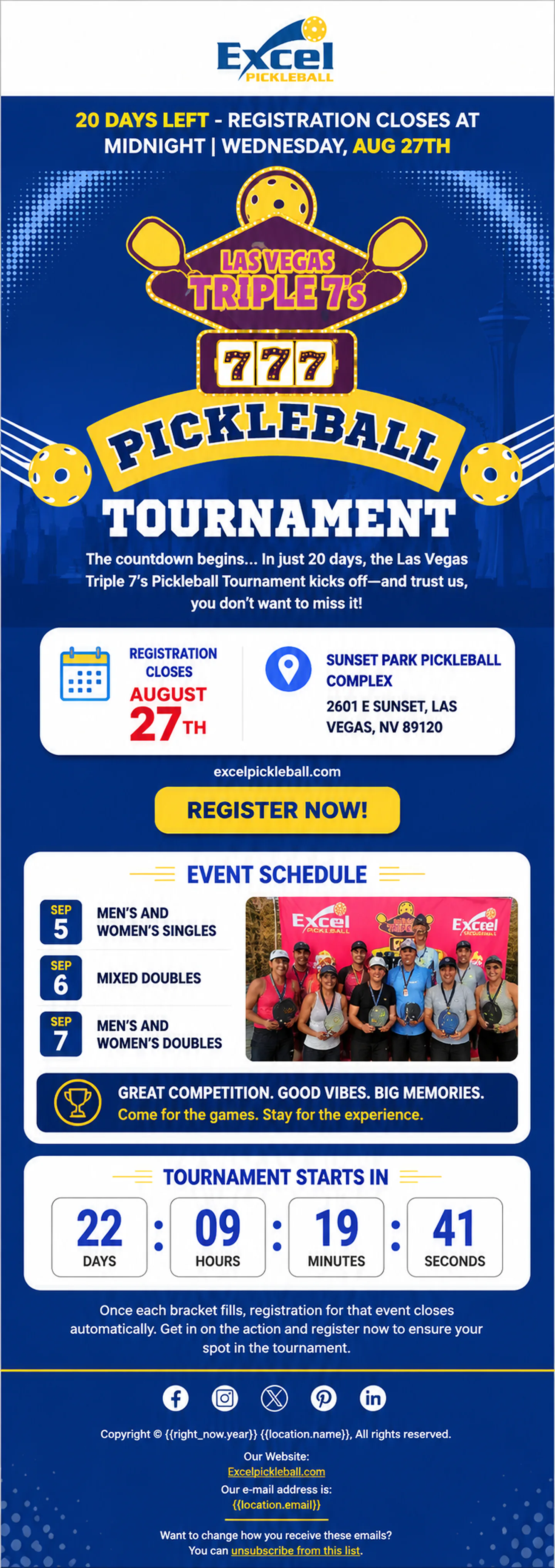 Triple 7’s · 20-Day Countdown email graphic